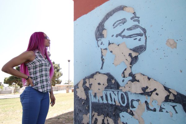 Sasha Banks at the Eddie Guerrero Mural, El Paso, TX